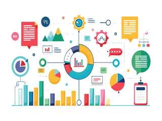 Colorful business data infographic isolated on white background
