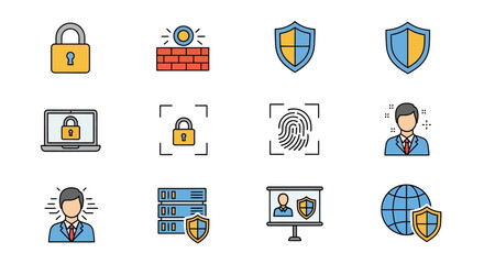 Cybersecurity Protection Icons  A Comprehensive Set of  Vector Illustrations for Digital Security