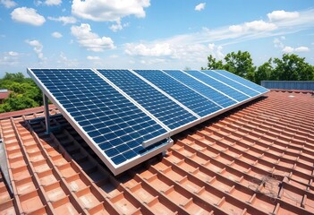 Sleek aluminum composite panels supporting solar array on rooftop, aluminum composite panel, solar power