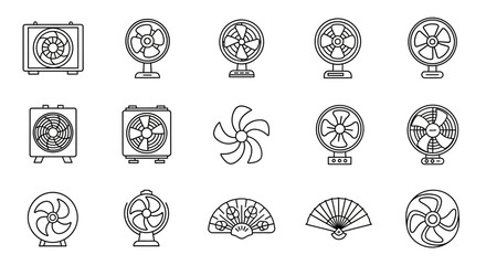 Collection of Fan Icons EPS Vector Illustrations for Design Projects