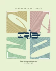 Fotobehang Gaze colorful typography design with round stripes texture for fashion print and graphic © Riyas_EnnaSirahu