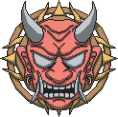 Japanese mask oni circle two background color