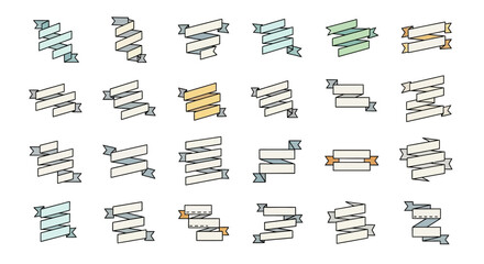 Collection of Hand-Drawn Ribbon Banners and Illustrations EPS Vector Format © HUANG