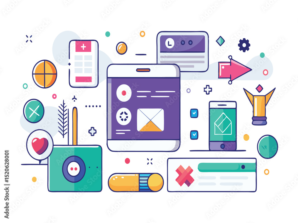 Aufkleber modern technology interface design elements isolated on white background