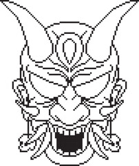 Japanese hannya oni mask no background line