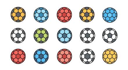 Colorful Soccer Ball Icons Vector Illustrations for Websites and Designs