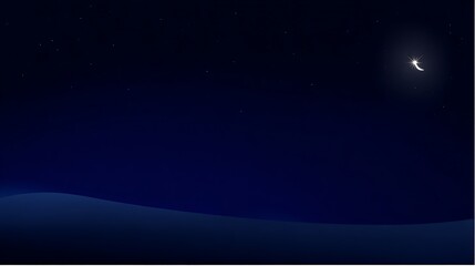 Starry night with crescent moon landscape