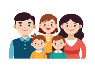 Obraz premium Happy family portrait illustration isolated on white background 