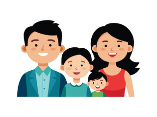 Happy family portrait illustration isolated on white background
