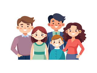 Happy family portrait illustration isolated on white background
