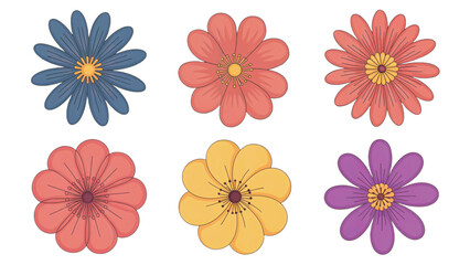 Set of vector colorful flower, Vector flower set, colorful floral vector set.