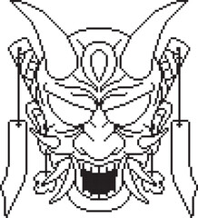 Japanese samurai background hannya oni mask line