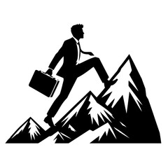Businessman Climbing a Mountepsn: Achieving Success and Goals