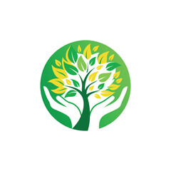 Obraz premium Hand holding a dirt and young tree logo design vector