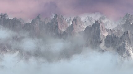 Mountains shrouded in mist ethereal scene
