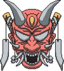 Japanese samurai background hannya oni mask color