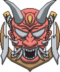 Japanese samurai hannya oni mask two background color