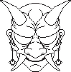 japanese oni mask no background design line