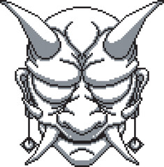 japanese oni mask no background design shading