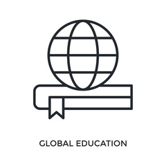Global Education Icon Outline Style. Vector Illustration For Graphic Design
