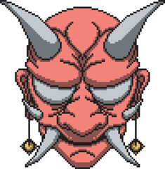 japanese oni mask no background design color