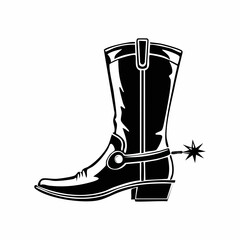 A sharp and elegant outline of a cowboy boot with spur, drawn in a minimal vector format.
