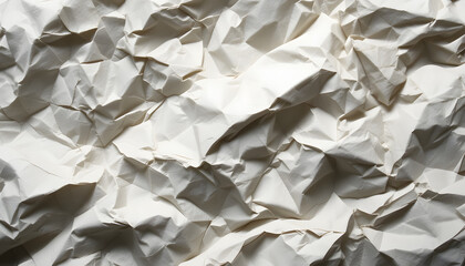 Wrinkled Paper Texture: A close-up shot of crumpled paper, revealing intricate textures of creases and folds, offering a sense of raw, textured detail and abstract beauty. 
