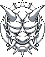 japanese oni mask two background design shading