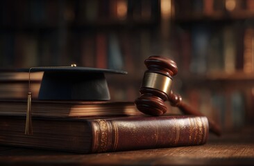 Law school books and gavel learning