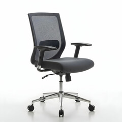 Fototapeta premium A close up shot of a shiny silver adjustable wrench with a hole at the end on a white background