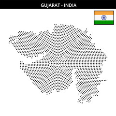 Medium circular dotted map of gujarat in India