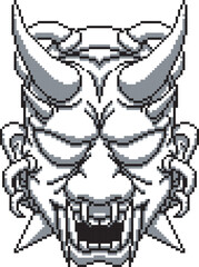japanese mask oni cyber scary shading