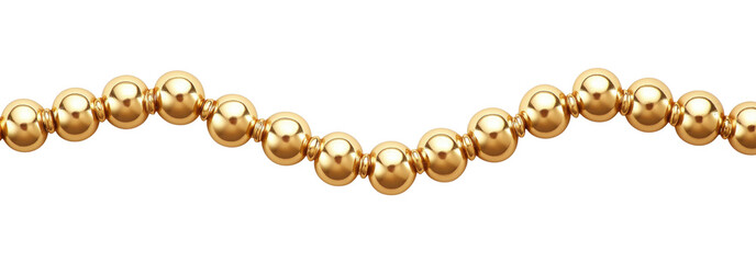 Fototapeta premium Elegant string of shiny gold spherical beads isolated on transparent background