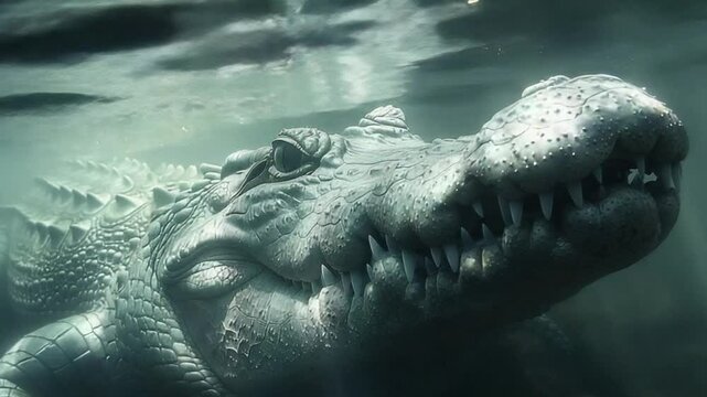 Saltwater crocodiles swimming in the Nile River