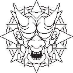 oni mask japanese scary on circle background line