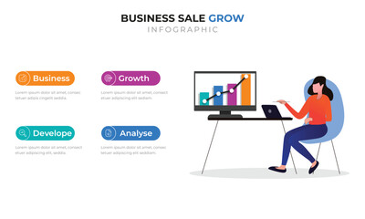 Business Sales Growth Infographic Template – Visual Chart for Revenue Increase, Marketing Performance, and Financial Progress