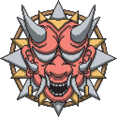 oni mask japanese scary on circle background color