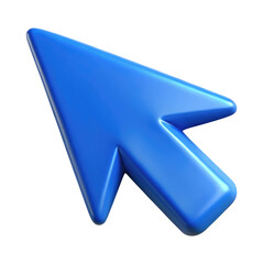 Fototapeta na wymiar Blue Computer Mouse Pointer Arrow Icon 3d icon in cartoon plastic style minimal isolated on transparent white background, clipping path
