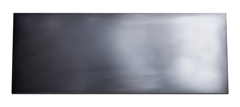 Dark gray metal panel isolated on transparent background
