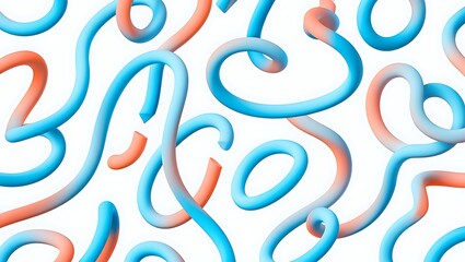 Abstract background with 3d blue and orange tubes