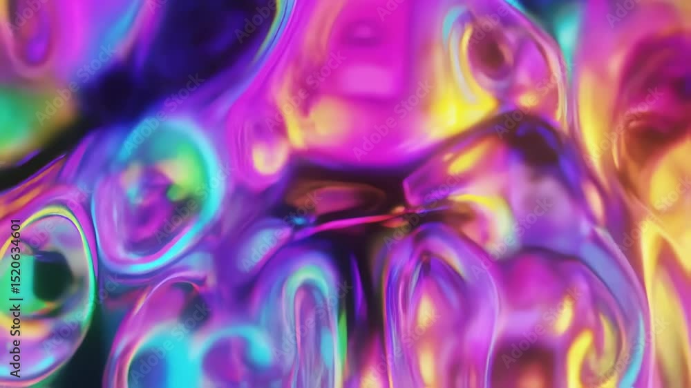Aufkleber Abstract holographic fluid texture loop with vibrant iridescent colors in motion, flowing pattern. Generated AI