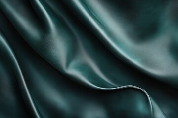 Obraz premium Teal silk fabric with elegant folds.