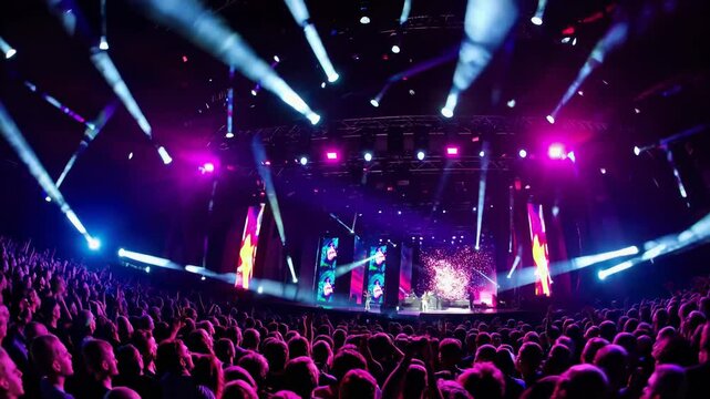 Energetic crowd enjoying live music at vibrant concert