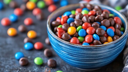 Colorful chocolate candies in a bowl