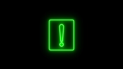 Neon warning icon illustration. warning sign illustration on black background. Warning symbol of a dangerous point,