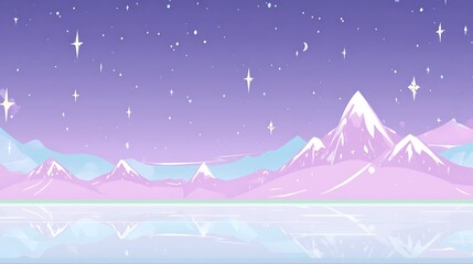 Pastel starry night over mountain reflection