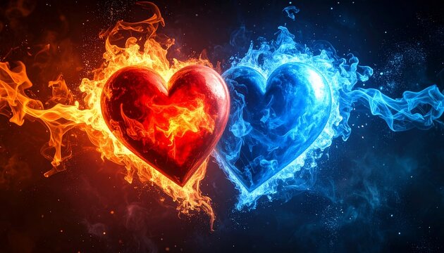 Fiery Hearts: A Contrast of Passion and Serenity