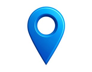 Flat Style Blue Map Marker Icon with Minimal Design, Top View, isolated on a transparent background