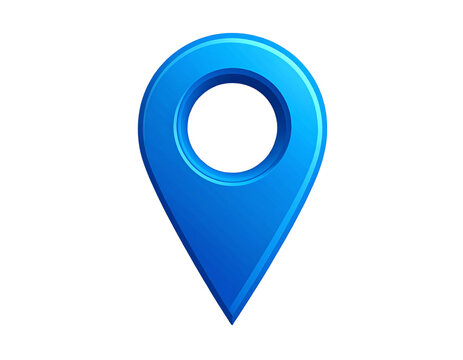 Flat Style Blue Map Marker Icon with Minimal Design, Top View, isolated on a transparent background