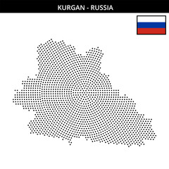 Fototapeta premium Medium circular dotted map of Kurgan in Russia